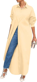 Shirt Dresses for Women Cotton Blend Button Down Maxi - Casual Fit