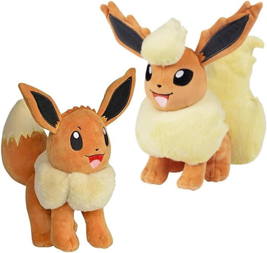 Eevee & Flareon Plush 2-Pack - Cute Pokemon Stuffed Animals