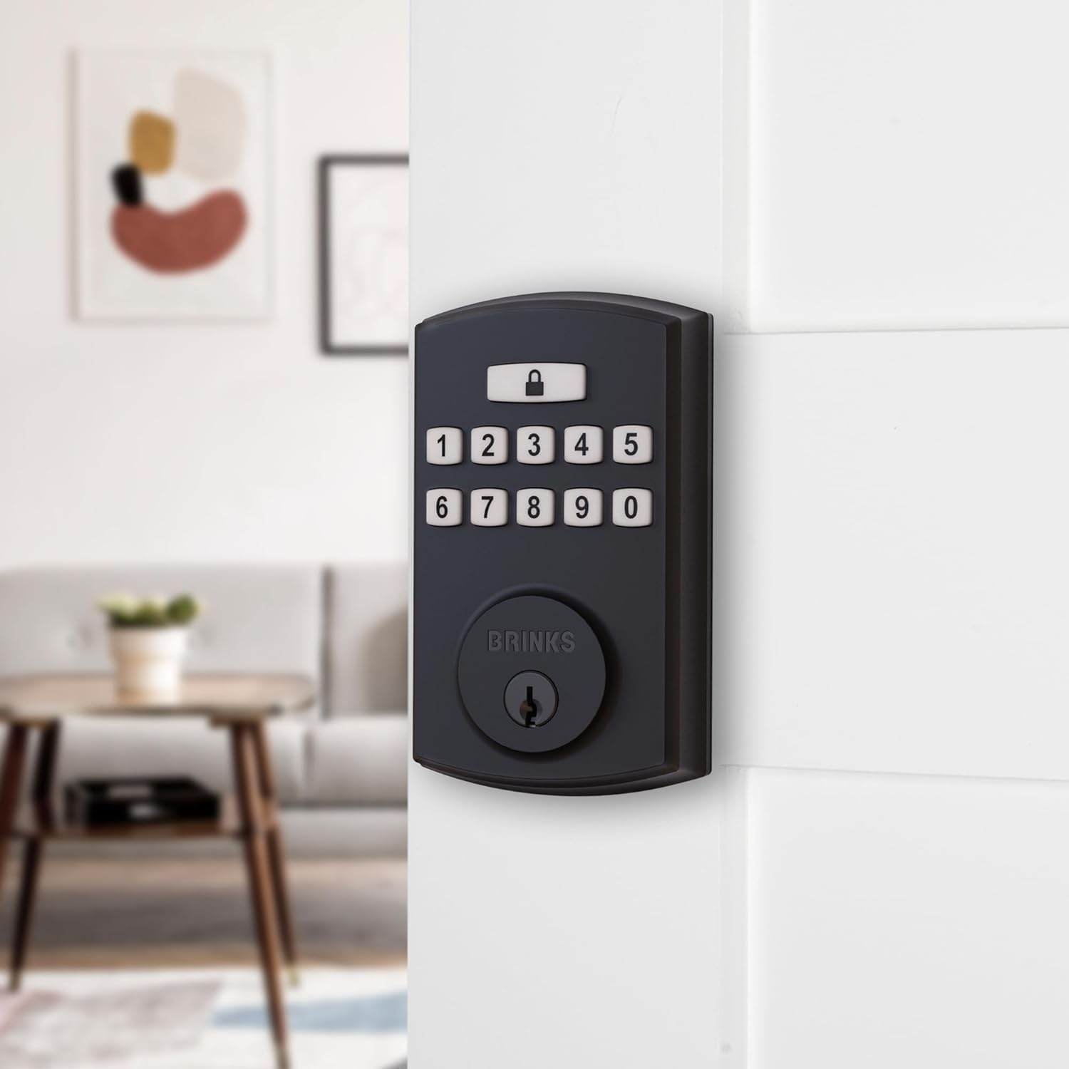 Brinks High-Security Keypad Lock: Keyless Entry, Auto Lock, 50 Codes