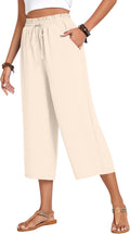 Women's Capri Pants High Waisted Wide Leg Drawstring - Lightweight