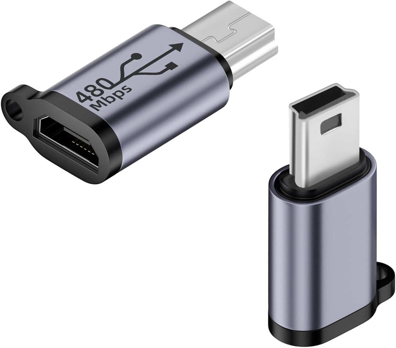 QIANRENON Mini USB to Micro USB Adapter Duo - Fast Charging Data Connector