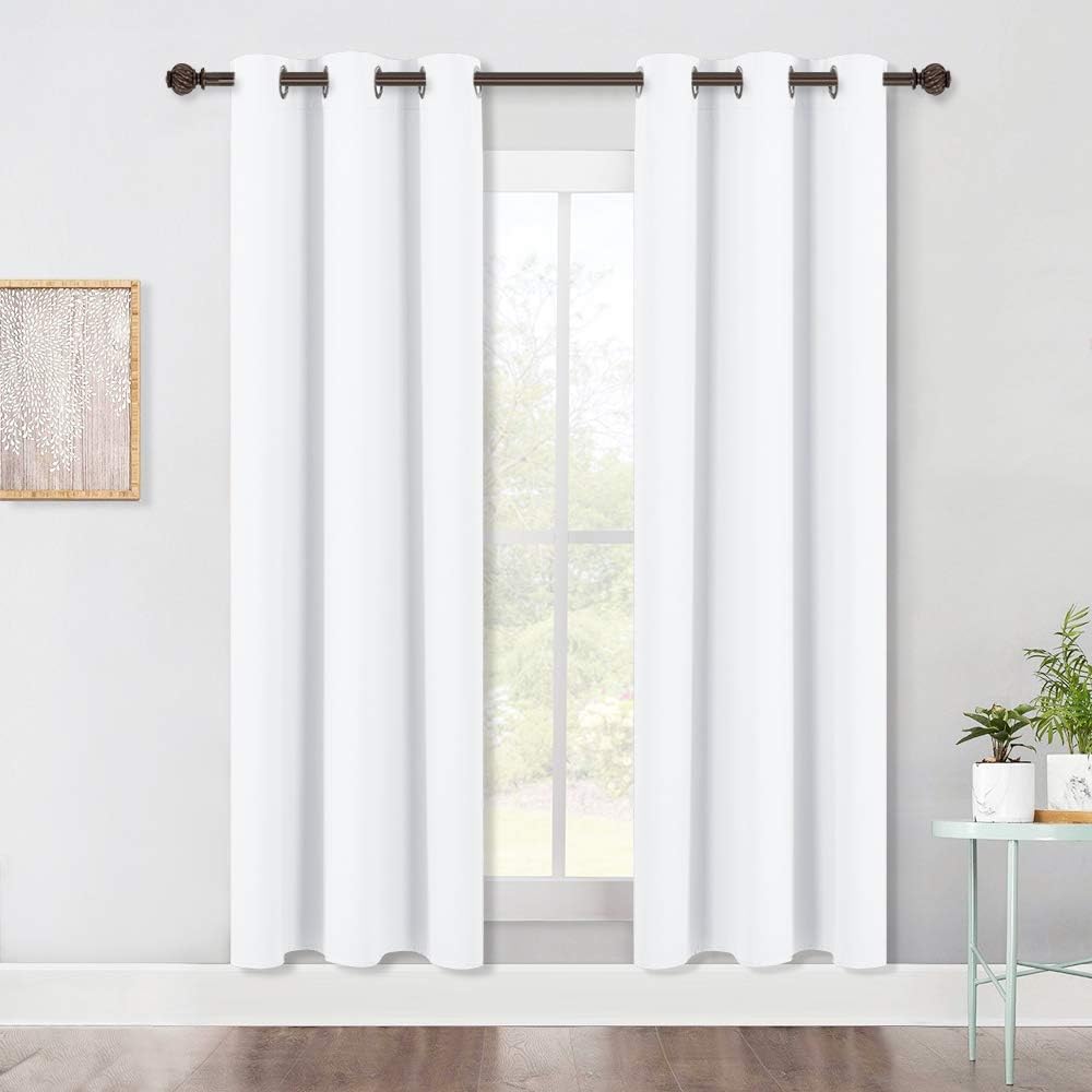 NICETOWN 50% Blackout White Curtain Set for Modern Living