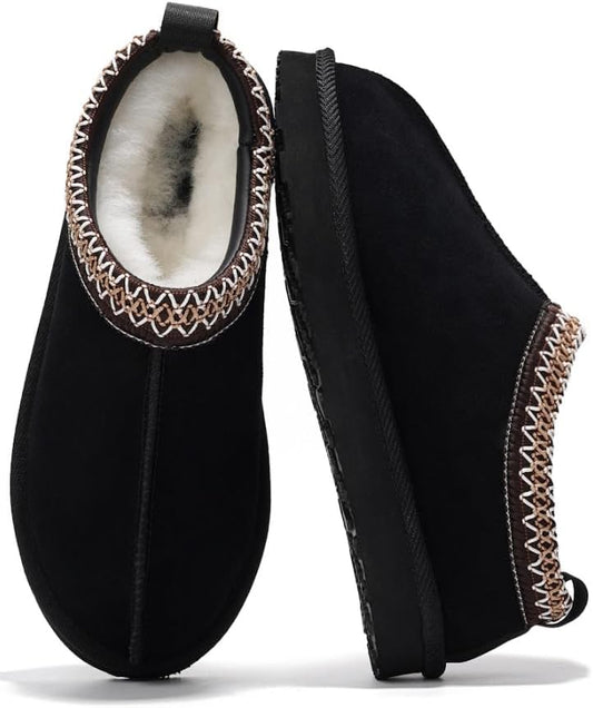 Project Cloud Genuine Leather Womens Slippers with Shearling Fur