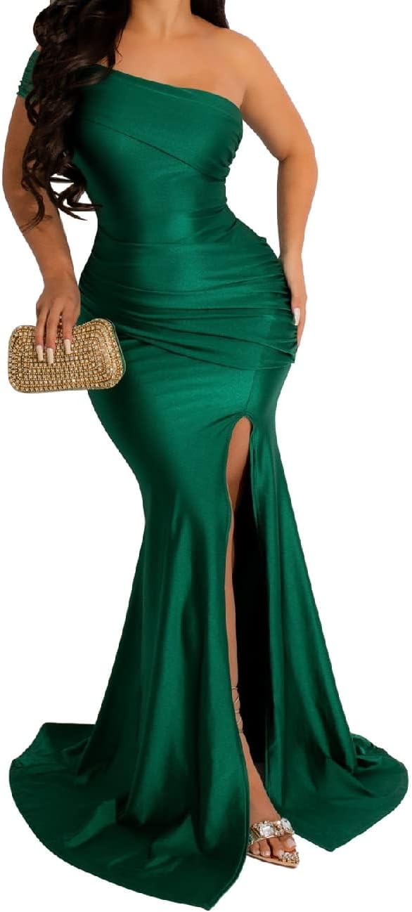 A ADILACA Women's Off Shoulder High Split Long Formal Dress