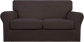 3-Piece Stretch Loveseat Sofa Cover in Chocolate - Fits 40-55in