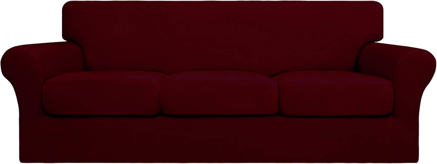 Easy-Going 4 Pieces Stretch Soft Couch Cover for Pets and Kids