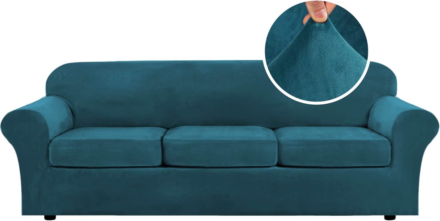 H.VERSAILTEX Velvet 4 Piece High Stretch Sofa Slipcover XL