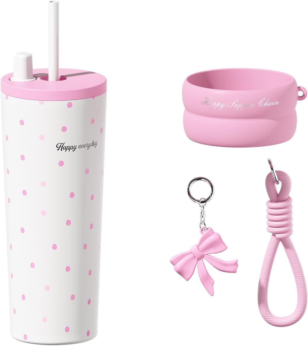 24 oz Cute Portable Iced Coffee Travel Tumbler for Women
