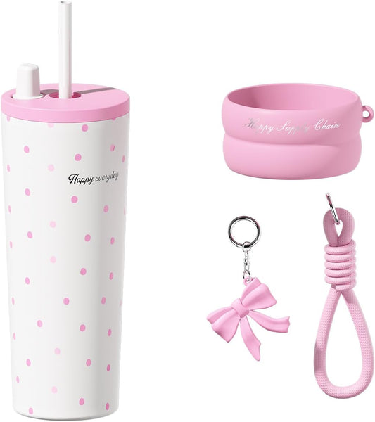 24 oz Cute Portable Iced Coffee Travel Tumbler for Women