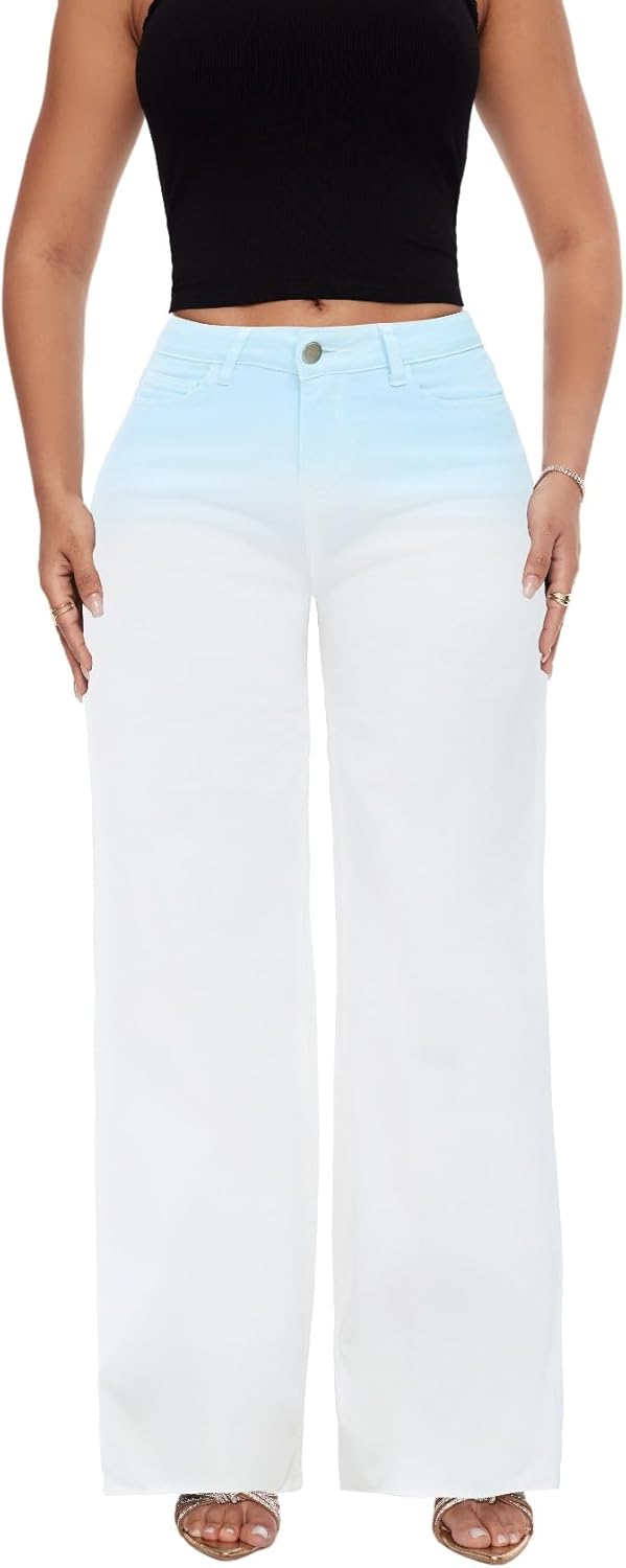 ONESO Mid-Low Rise Baggy Jeans for Women - Distressed Comfort
