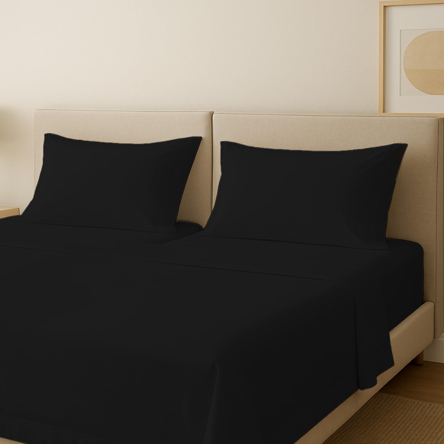 Luxury Egyptian Cotton 5 PC Split King Size Sheet Set - Black
