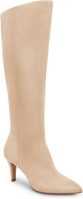 Coutgo Womens Wide Calf Knee High Stiletto Boots - Comfortable Heel