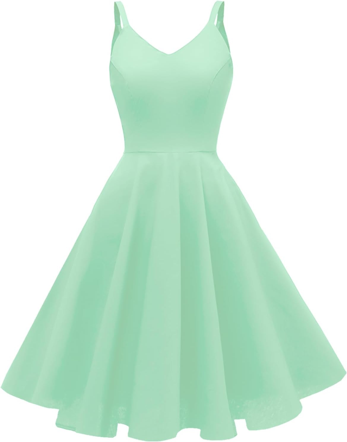 GOOBGS Women's 1950s Retro Vintage Spaghetti Strap Dress