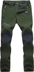 Men's Winter Fleece Lined Snow Pants - Water Resistant, 4 Zipper
