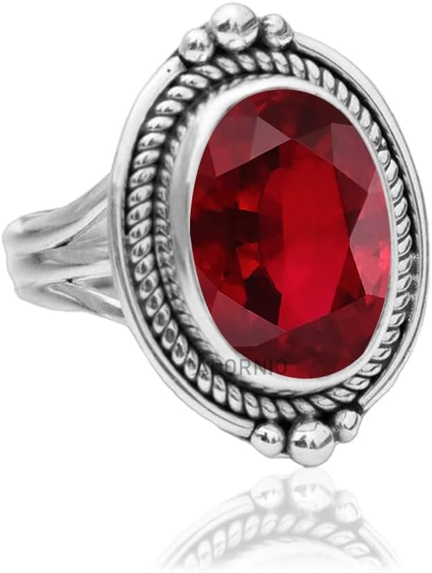 925 Sterling Silver Ring with Natural Ruby Gemstone for Women