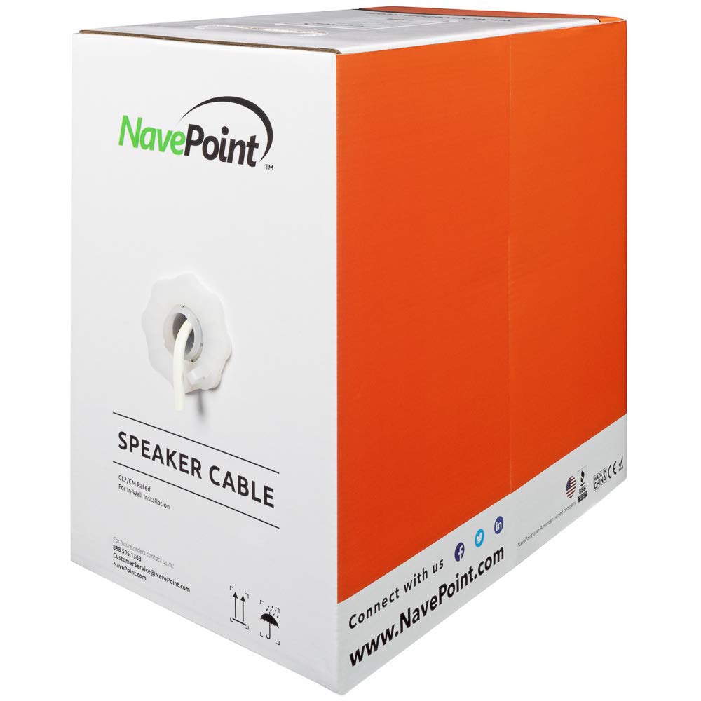 NavePoint 500ft in Wall Audio Speaker Cable Wire CL2 16/4 AWG