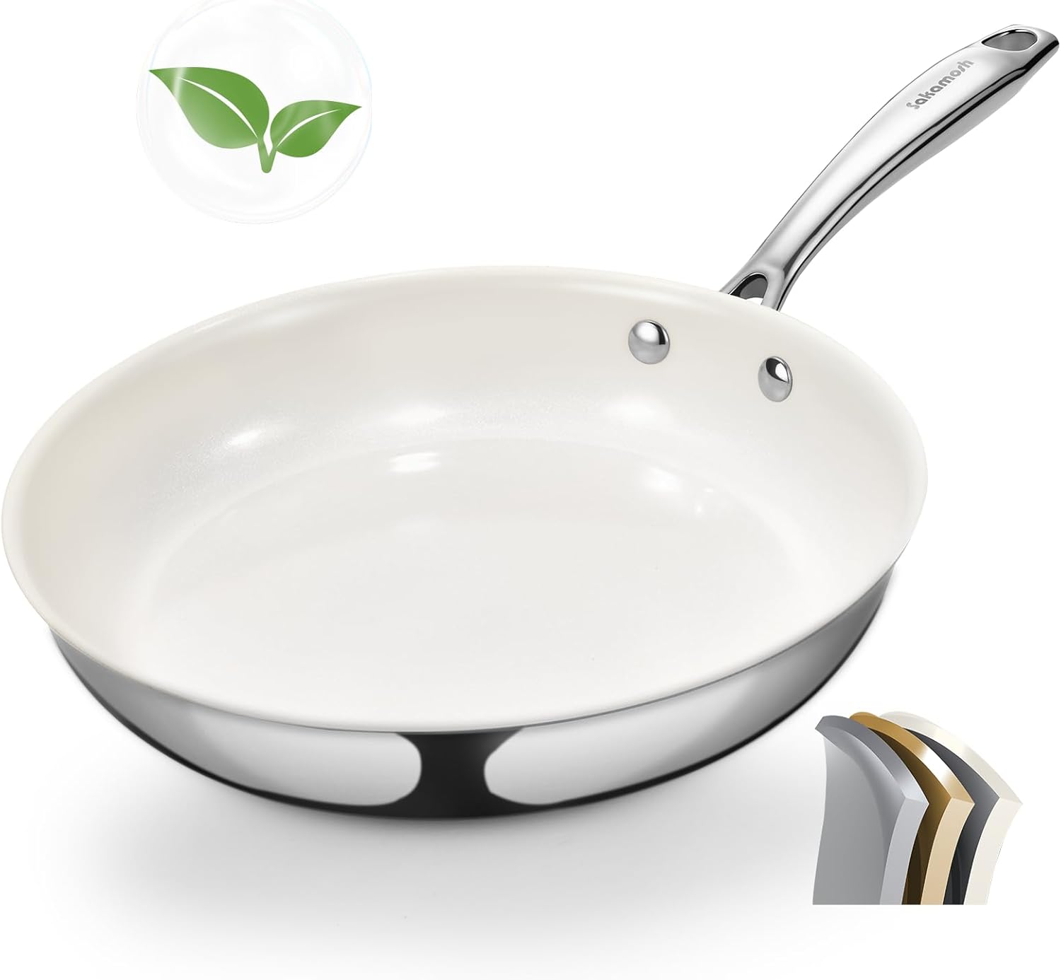 9.5 in Tri-Ply Stainless Steel Frying Pan with Nonstick Coating