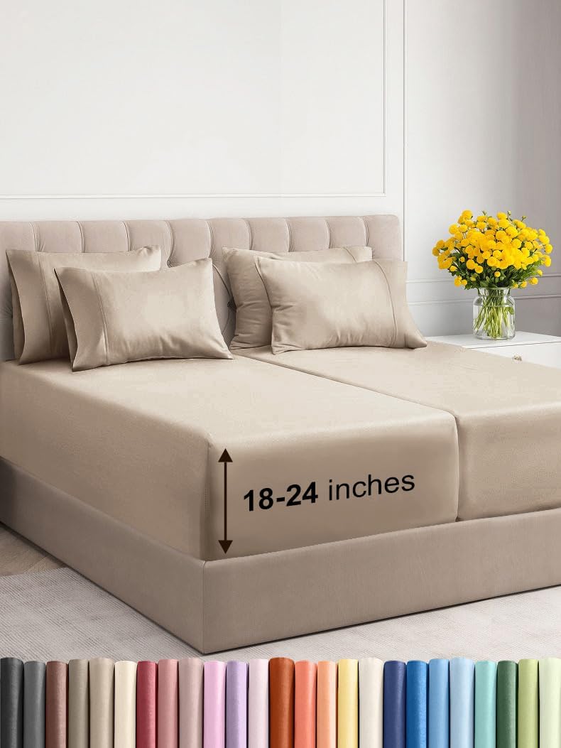 Extra Deep Split King Sheet Set - 7 Piece Breathable Luxury