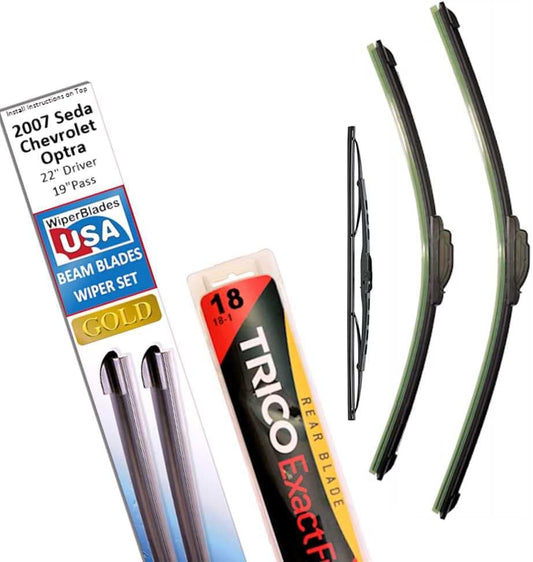 WiperBladesUSA Gold Beam Wipers Set for 2007 Chevrolet Optra