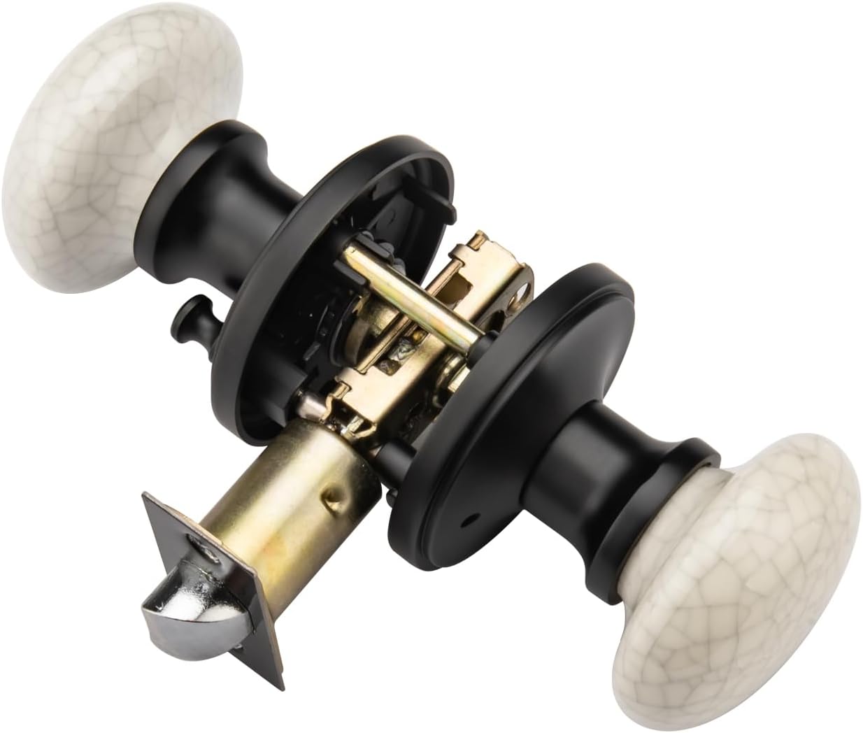 NCL White Door Knobs - Matte Black Keyless Handles for Privacy