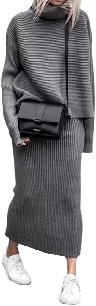Chouyatou Women's Turtleneck 2 Piece Outfits for Stylish Looks