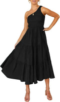 Bohemian One Shoulder Floral Midi Dress - Flattering Summer Fit