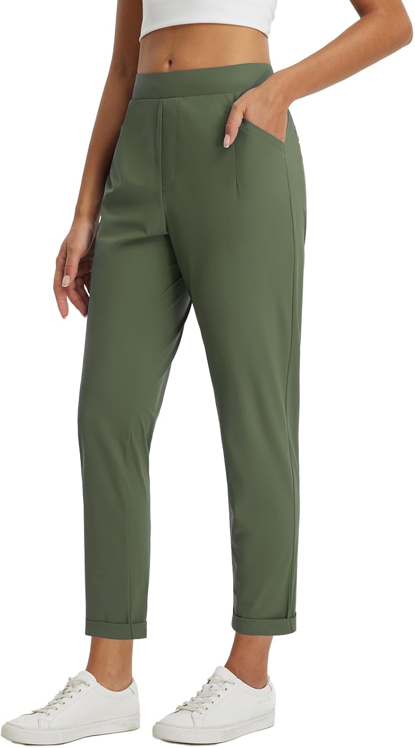 Baleaf Womens Travel Pants with Zipper Pockets for Work