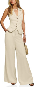Cicy Bell Womens Vest Sets Summer 2 Piece Outfits - Tailored Crop chic