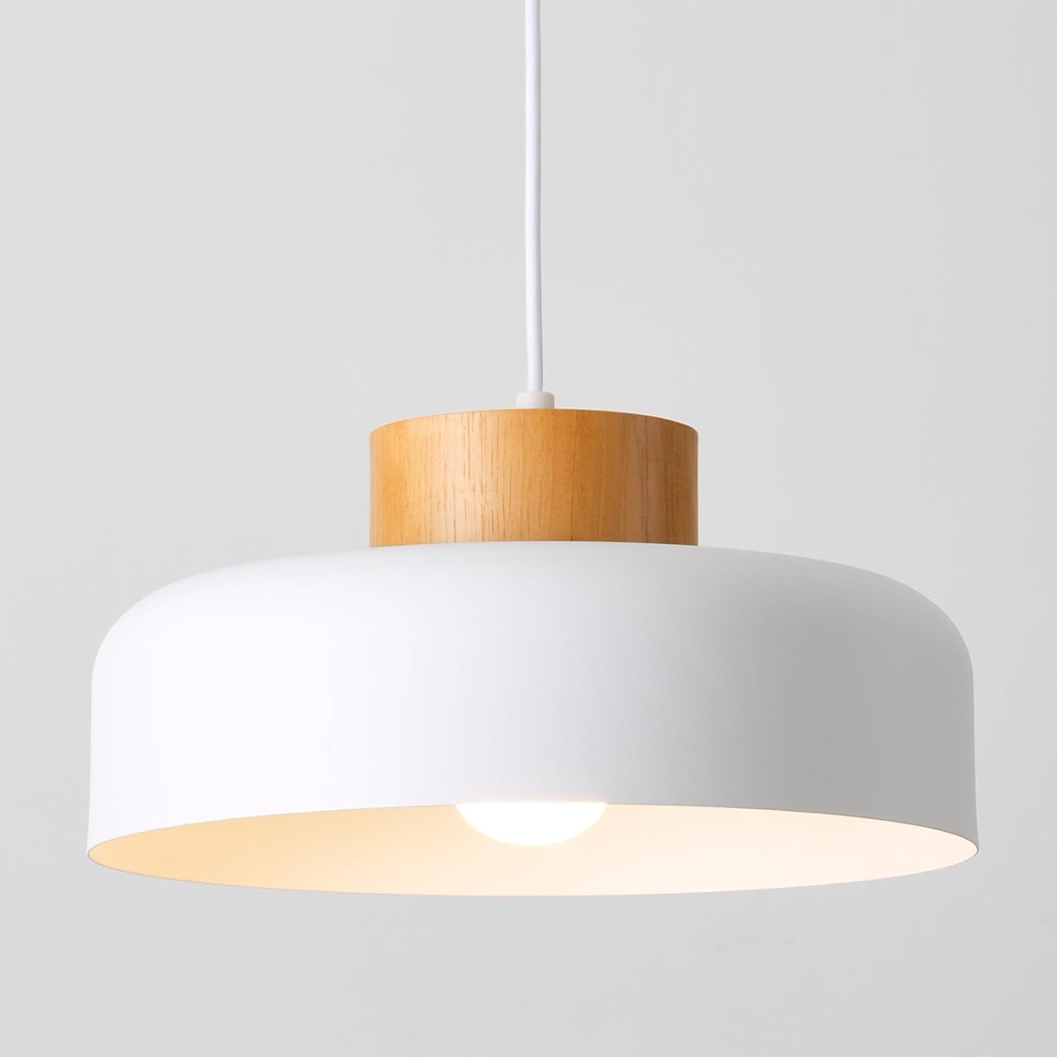 Modern Pendant Light with Natural Wood Cap for Stylish Spaces