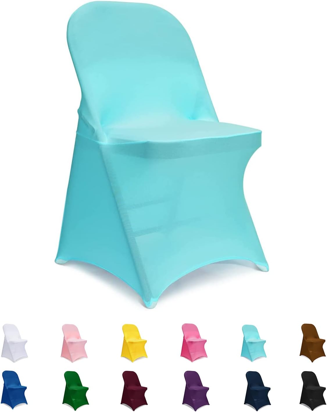 Spandex Chair Covers for Folding Chairs - 12 PCS Light Blue