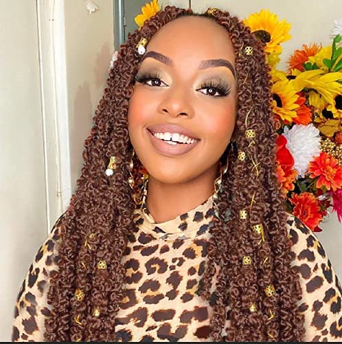 ZRQ Butterfly Locs Crochet Hair 18 Inch Soft Brown Braids