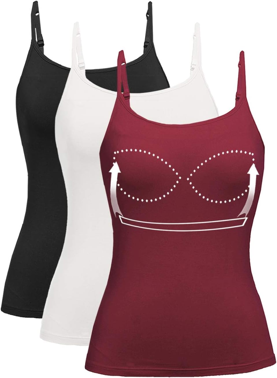 Womens Tank Tops Adjustable Strap Camisole with Built-in Bra