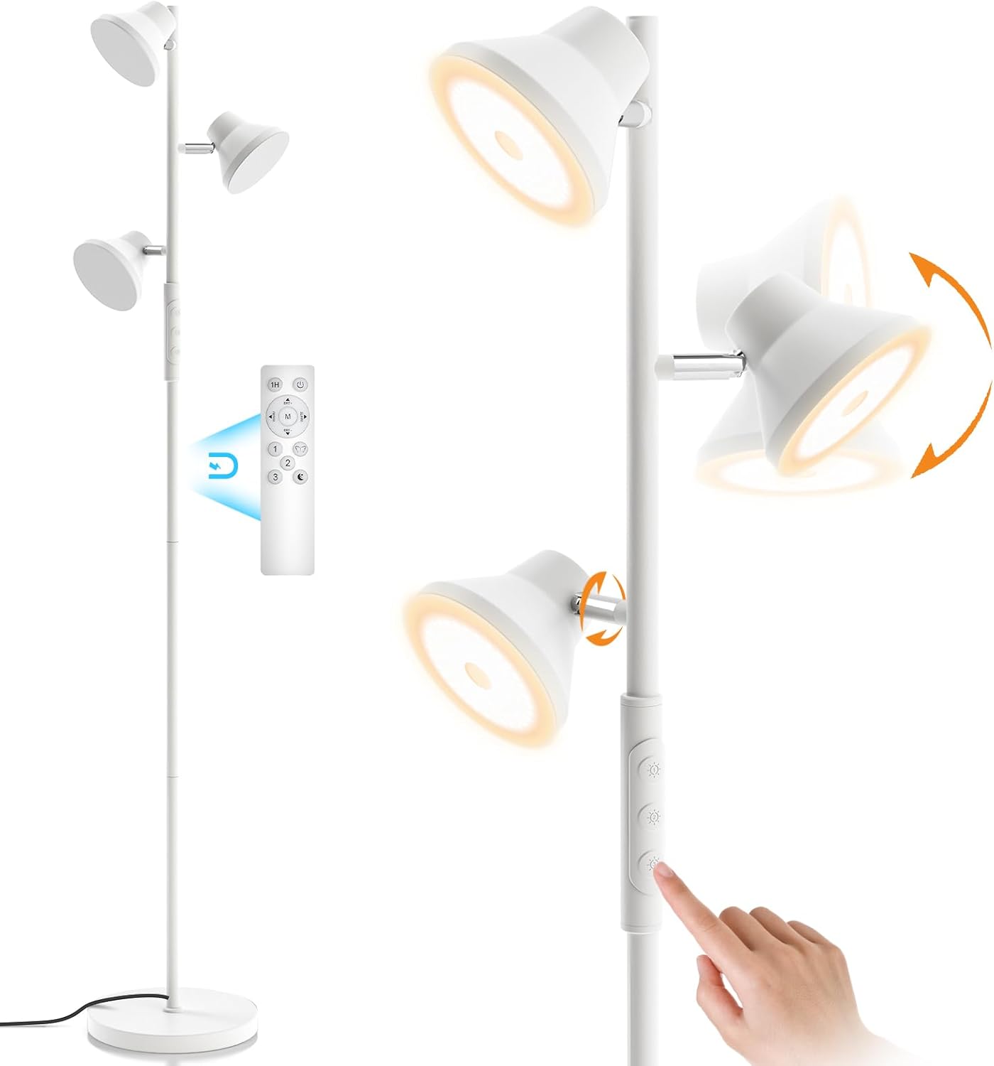 Modern Dimmable Floor Lamp with 3 Rotatable LED Lights