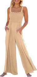 Caracilia Womens Casual Loose Sleeveless Tank Jumpsuit with Pockets