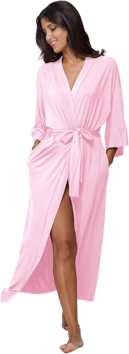 Women's Soft Long Bath Robes Full Length Kimonos Sleepwear