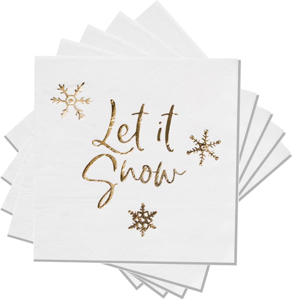 Festive Snowflake Cocktail Napkins - 25 Pack | Perfect for Holiday Parties!