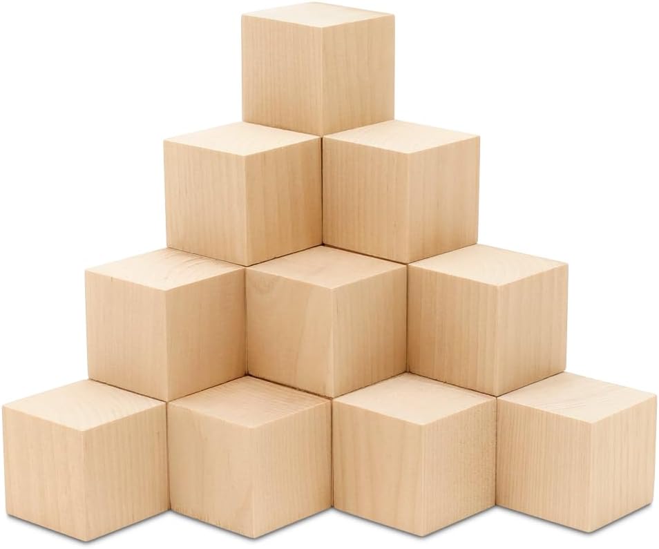 4 Inch Large Wood Cubes for DIY Crafts and Home Decor Projects