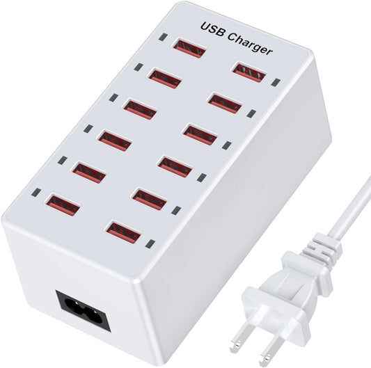 12-Port USB Charger Hub for Fast Multiple Device Charging