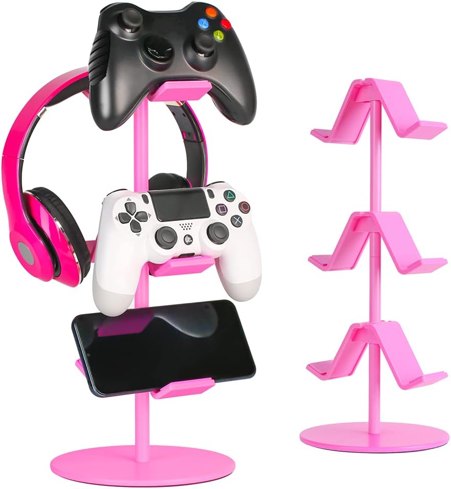 3 Tier Pink Gaming Holder for All Accessories