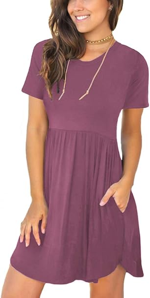 LONGYUAN Women's Summer Casual Dresses with Pockets for Comfort