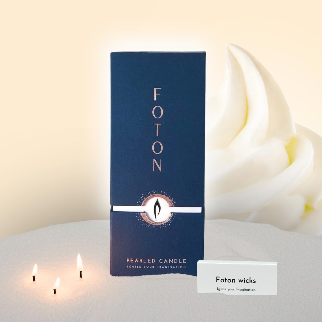 Foton Pearled Candle 18 Oz - Luxury Vanilla Vibe Scented