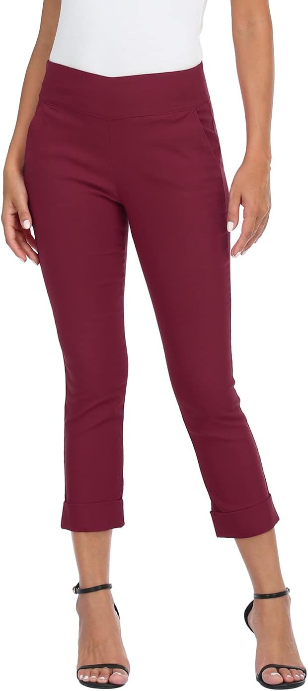 HDE Pull On Capri Pants for Women with Pockets and Comfort