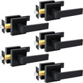 KAMOTA Passage Door Levers 5 Pack Matte Black - Durable Square Handles