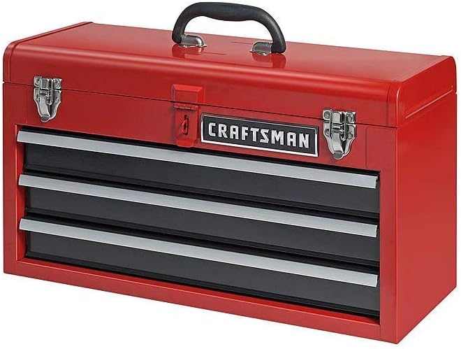 Craftsman 3-Drawer Metal Portable Chest Toolbox for Gear Storage