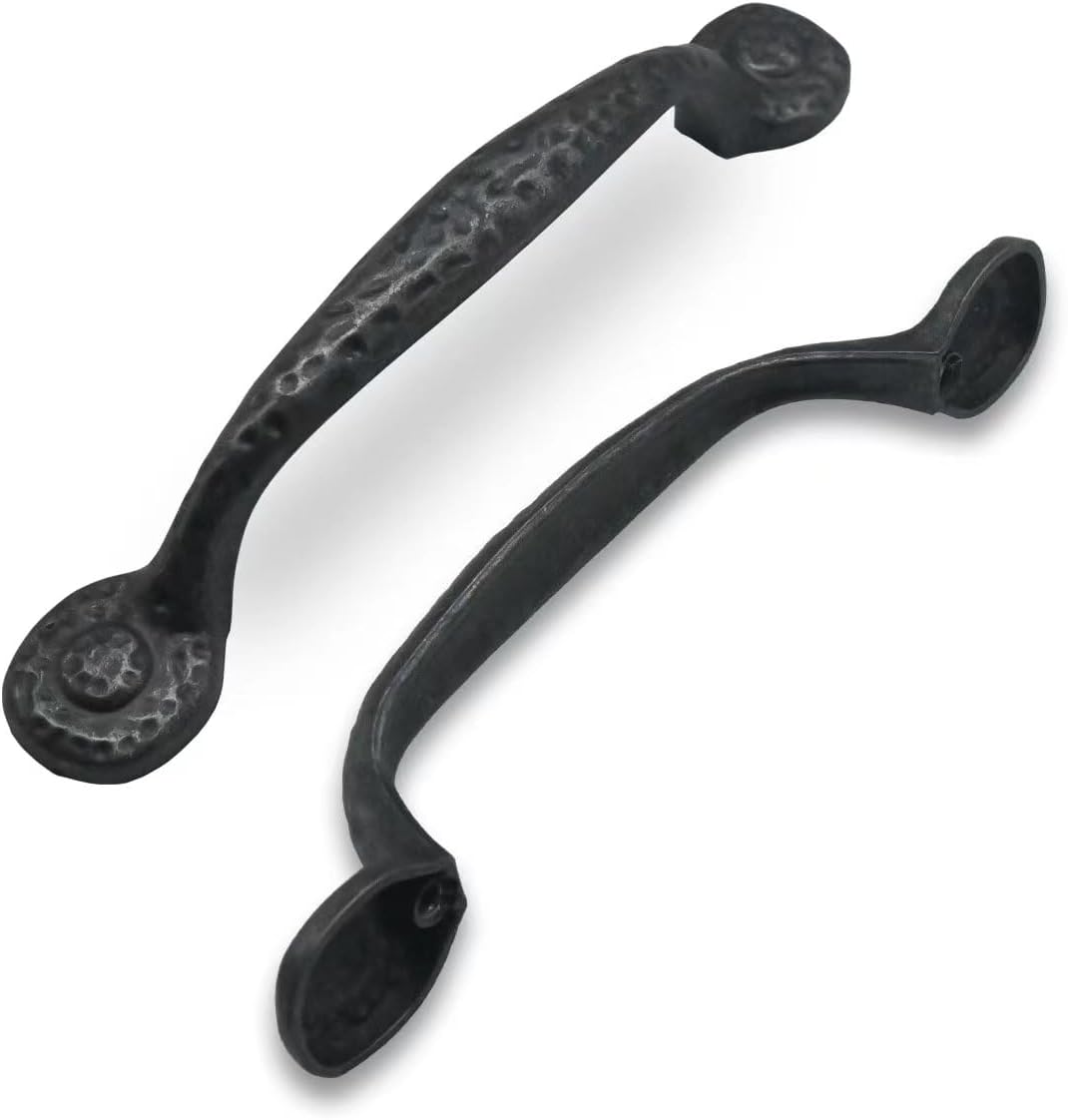 10 Pack Rustic Black Hammered Cabinet Pulls for Vintage Style