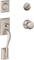 SCHLAGE Addison Single Cylinder Handleset and Georgian Knob - Satin