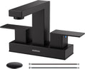 Matte Black Bathroom Sink Faucet 4 in Centerset - Durable Two-Handle