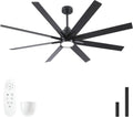 62 Inch Solid Wood Large Ceiling Fan with Lights and Remote - Quiet
