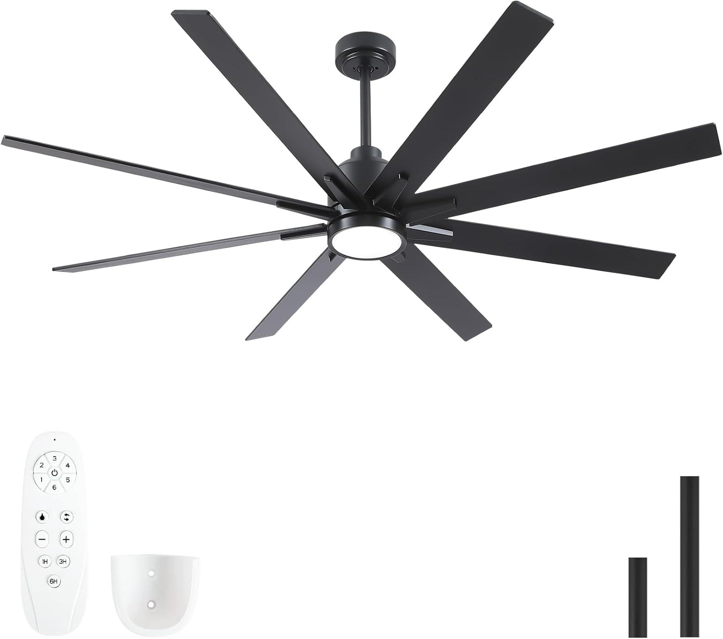 62 Inch Solid Wood Ceiling Fan with Lights and Remote Control