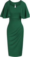 GRACE KARIN Women 3/4 Ruffle Sleeve Slim Fit Business Dress